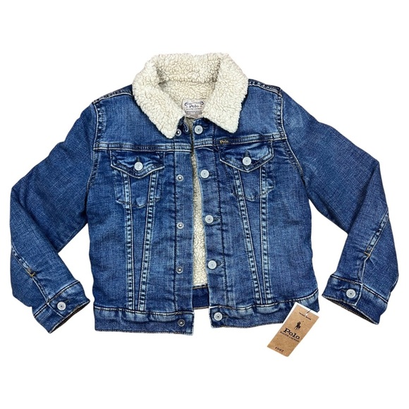 Polo Ralph Lauren Other - Polo Ralph Lauren Girls Faux-Shearling Denim Jean Trucker Jacket - Size 6X